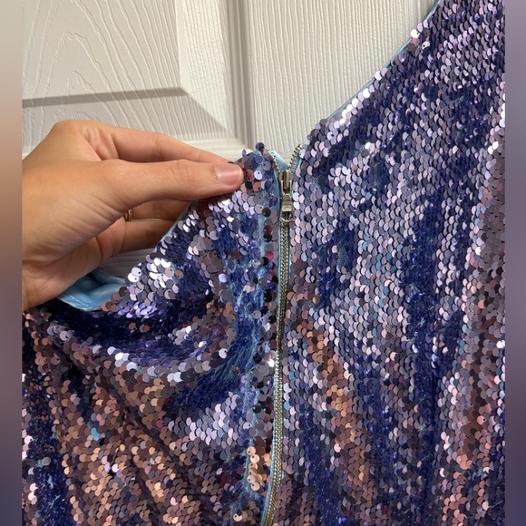 Bardot Nordstrom Blue One Shoulder Sequin Mini Dress Size Large - Picture 5 of 5